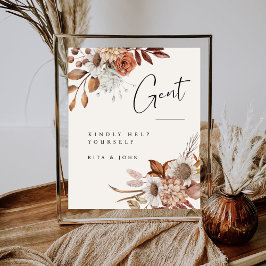 Cream Boho Gents Bad Wedding Sign Sockelschild