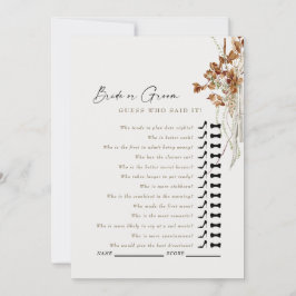 Cream Boho Guess, der sagte, es Duschspiel Einladung