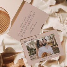 Cream Boho Simple Foto Heart Script Wedding