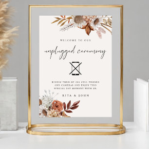 Cream Boho Unplugged Zeremonie Wedding Sign Poster