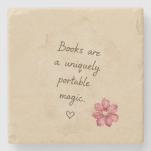 Cream Books Magische Rote Blume Steinuntersetzer