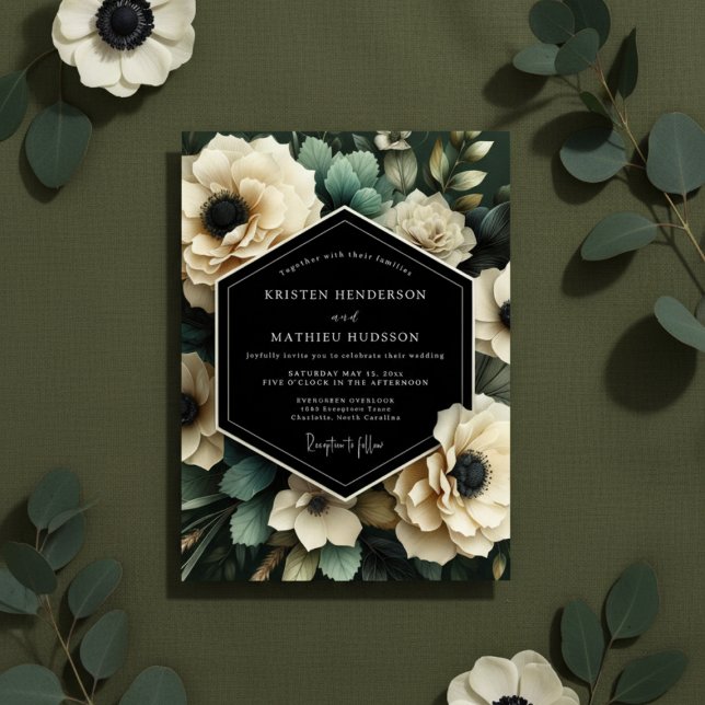 Cream Botanical Bloom Wedding Einladung (Von Creator hochgeladen)