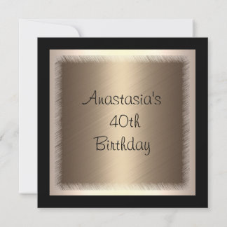Cream Bronze Glamour am 40. Geburtstag Einladung