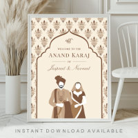 Cream Brown Anand Karaj Sikh Wedding Begrüßungszei