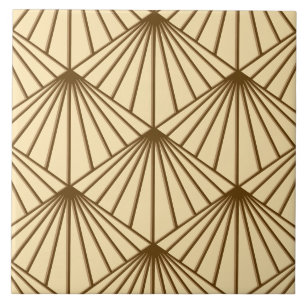 Cream & Brown Art Deco Lüftermuster Diamant Fliese