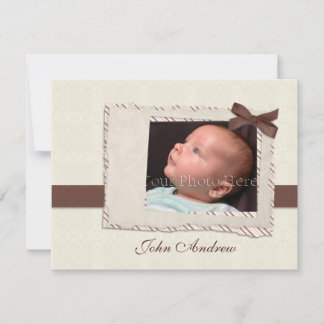 Cream Brown Baby Foto Card Ankündigung