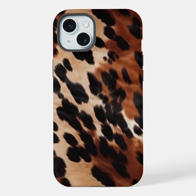Cream Brown Black Cowhide iPhone Hülle (Rückseite)