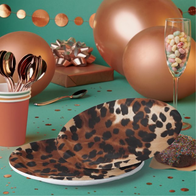 Cream Brown Black Cowhide Pappteller (Multi)