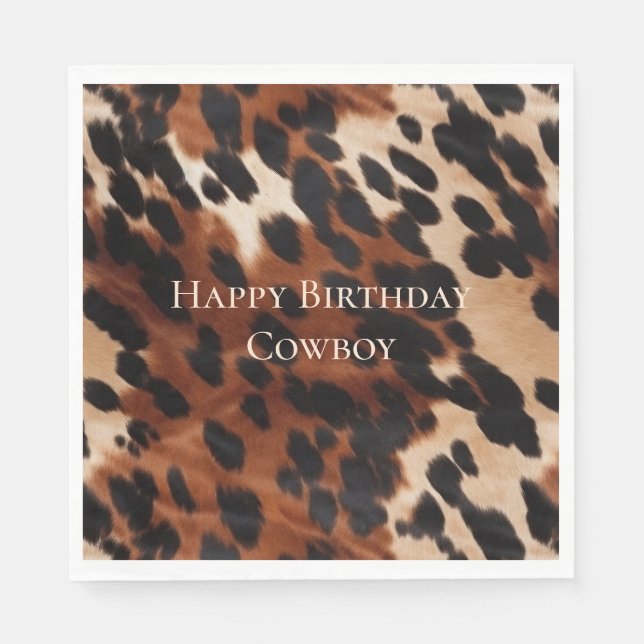 Cream Brown Black Cowhide Serviette (Vorderseite)