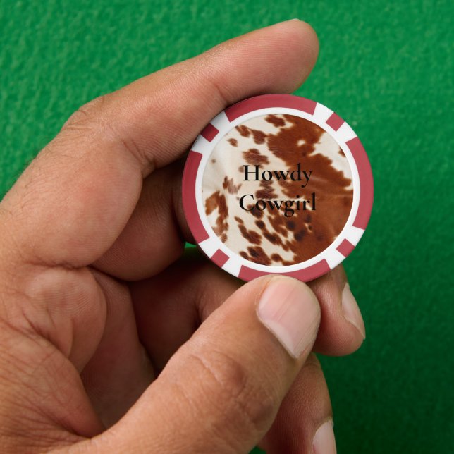 Cream Brown Cowgirl Cowboy Cowhide Pokerchips (Hand)