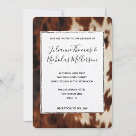 Cream Brown Cowhide Hochzeit Einladung