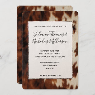 Cream Brown Cowhide Hochzeit Einladung