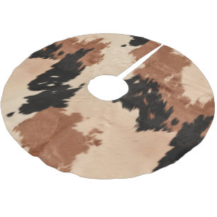Cream Brown Cowhide Polyester Weihnachtsbaumdecke