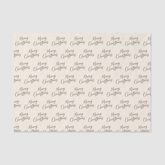 Cream Brown Elegant Script Frohe Weihnachten Seidenpapier (Vorderseite)