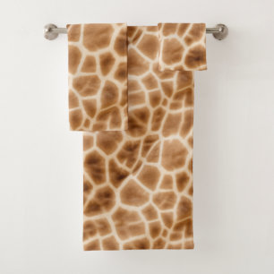 Cream Brown Giraffe Animal Print Badhandtuch Set