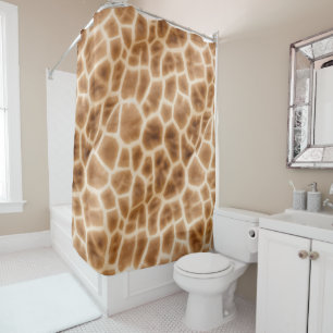 Cream Brown Giraffe Animal Print Duschvorhang