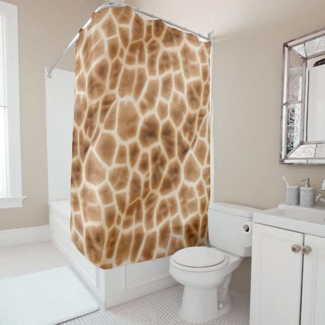 Cream Brown Giraffe Animal Print Duschvorhang (Beispiel)