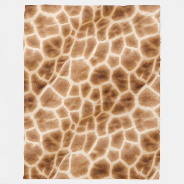 Cream Brown Giraffe Animal Print Fleecedecke (Vorderseite)