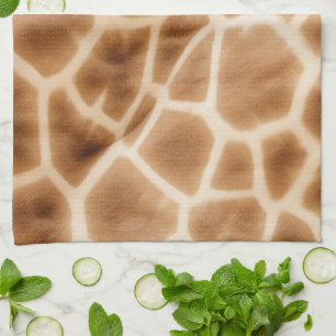 Cream Brown Giraffe Animal Print Geschirrtuch