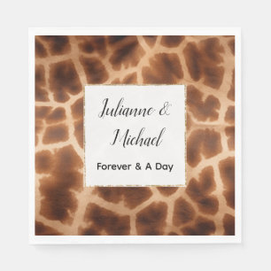Cream Brown Giraffe Animal Wedding Serviette