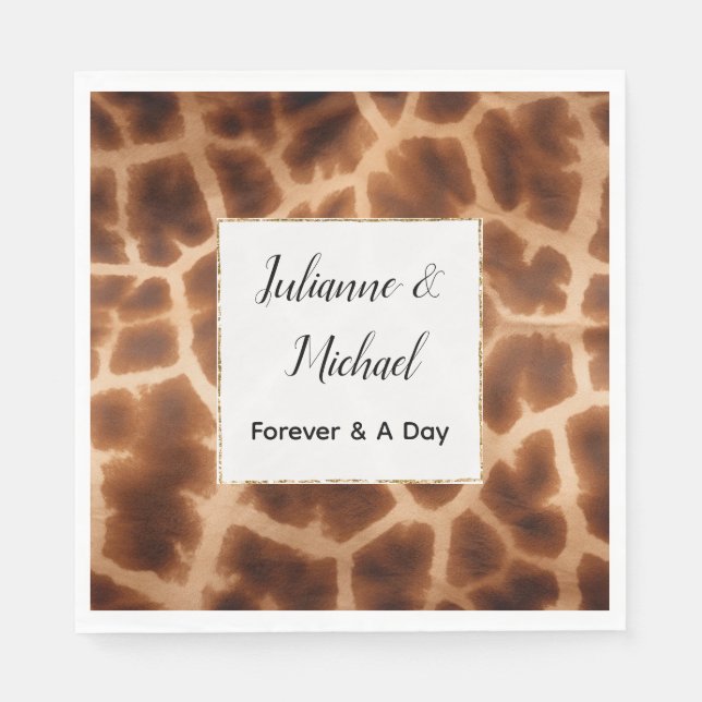 Cream Brown Giraffe Animal Wedding Serviette (Vorderseite)