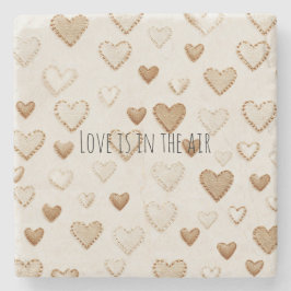 Cream & Brown Hearts   Steinuntersetzer