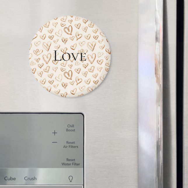 Cream Brown Hearts Valentine's Day Love Magnet (In Situ (Kühlschrank))