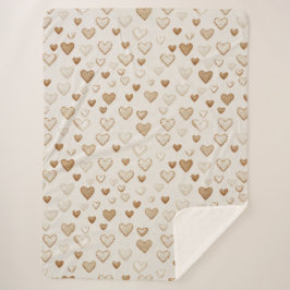 Cream & Brown Hearts Valentine's Day Sherpadecke