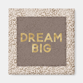 Cream Brown Leopard Print Gold Dream Magnet