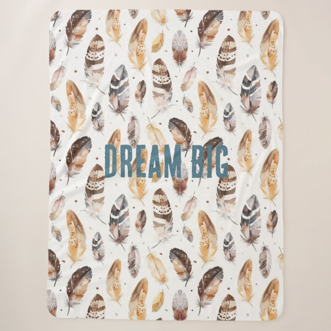 Cream Brown Native Tribal Feathers Sherpadecke (Vorderseite)