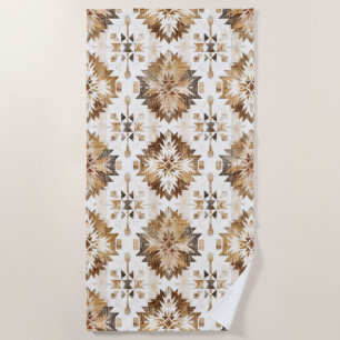 Cream Brown Native Tribal Strandtuch