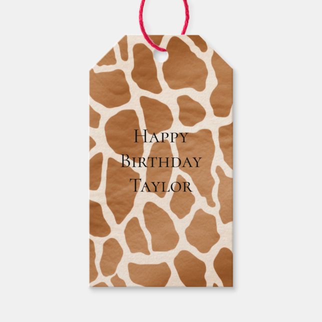 Cream Brown Safari Giraffe Tierwerbung Geschenkanhänger (Vorderseite)