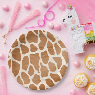 Cream Brown Safari Giraffe Tierwerbung Pappteller
