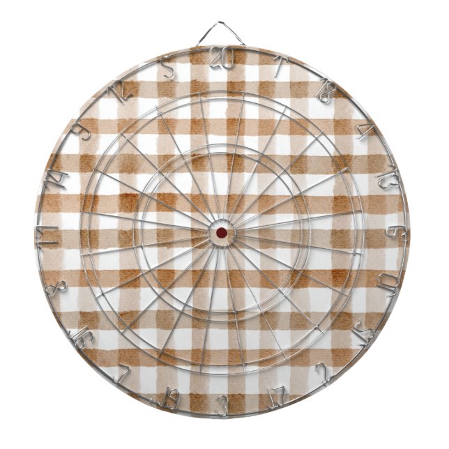Cream Brown Stripes Tan Plaid Dartscheibe (vorne)