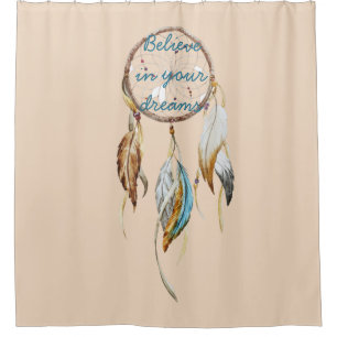 Cream Brown Türkquoise Dream Catcher Duschvorhang