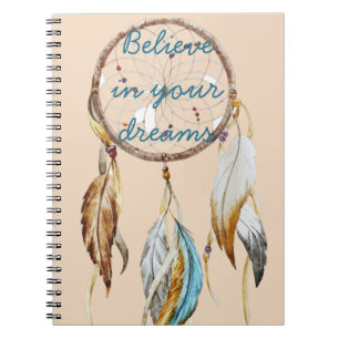 Cream Brown Türkquoise Traumhafen Wasserfarbe Notizblock