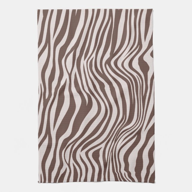 Cream Brown Zebra Print Geschirrtuch (Vertikal)