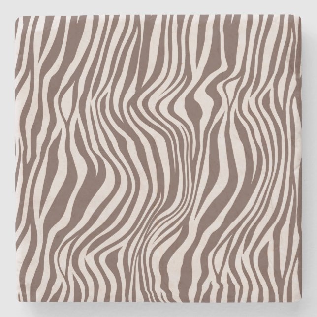 Cream Brown Zebra Print Steinuntersetzer (Vorderseite)