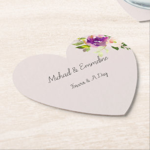 Cream Burgundy Pink Floral Wedding Untersetzer