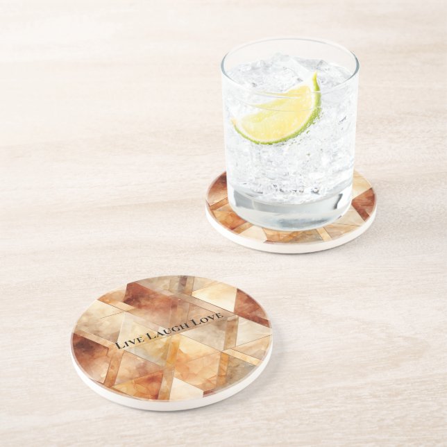 Cream Burgundy Red Gold Dreiecke Getränkeuntersetzer (Seite)