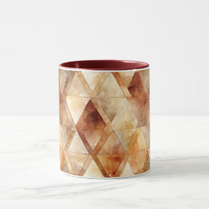 Cream Burgundy Red Gold Dreiecke Weihnachten Tasse