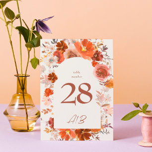 Cream Burnt Orange Botanische Botanische Botanisch Tischnummer