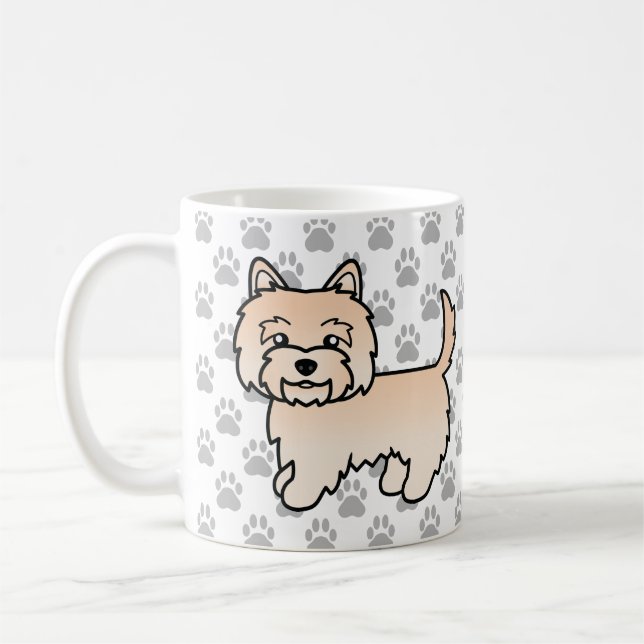 Cream Cairn Terrier Dog Illustration & Paws Kaffeetasse (Links)