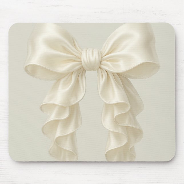 Cream Cascade Ruffle Bow Elegante Girly Mousepad (Vorne)
