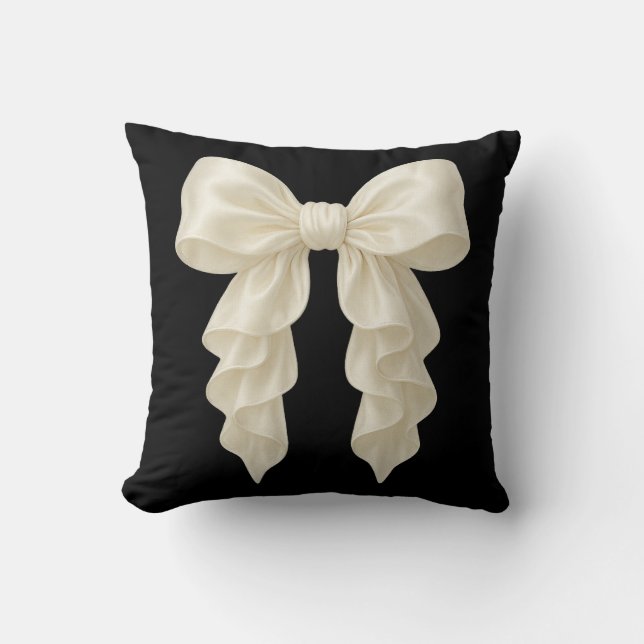 Cream Cascade Ruffle Bow Trendy Posh Girly Kissen (Vorderseite)
