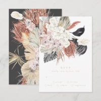 Cream Charcoal Pampas Grass Floral Jungle Wedding