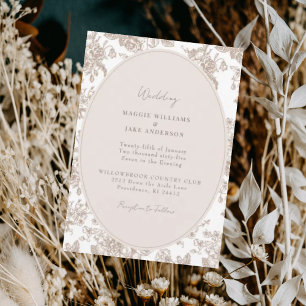 Cream Chinoiserie Elegante Hochzeit Einladung