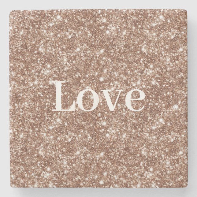 Cream Chocolate Glitter Love Valentine's Day Steinuntersetzer (Vorderseite)