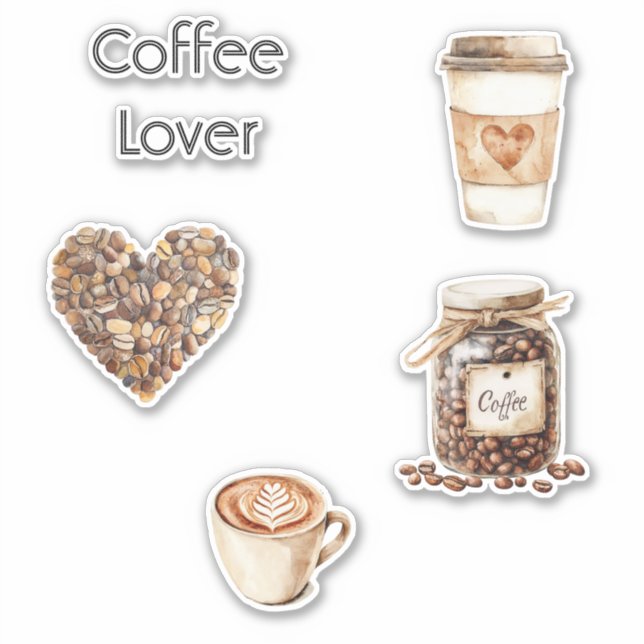 Cream Coffee Heart Cups   Aufkleber (Vorderseite)