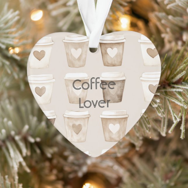 Cream Coffee Heart Cups Christmas Ornament (Baum)